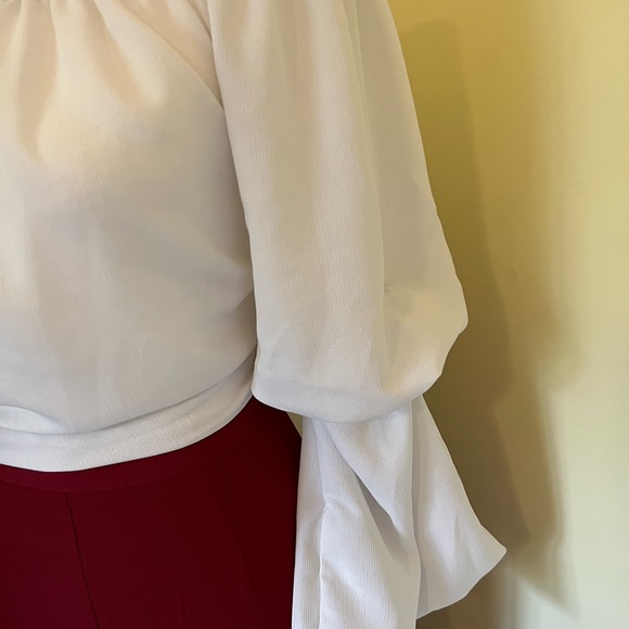 NWT Klandestine Midi Italy Pencil Skirt Euro Size 42/US 6 Burgundy, side slit - Picture 3 of 13